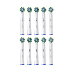 Oral-B pack frontal en embalaje para buzón mostrando 10 cabezales y beneficio de reposición fácil