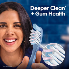 Oral-B detalle de cerdas CrossAction que alcanzan contornos y mejoran limpieza