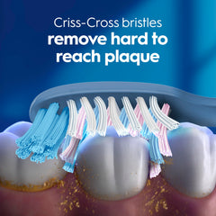 Oral-B primer plano de punta Power Tip para acceder detrás de los molares
