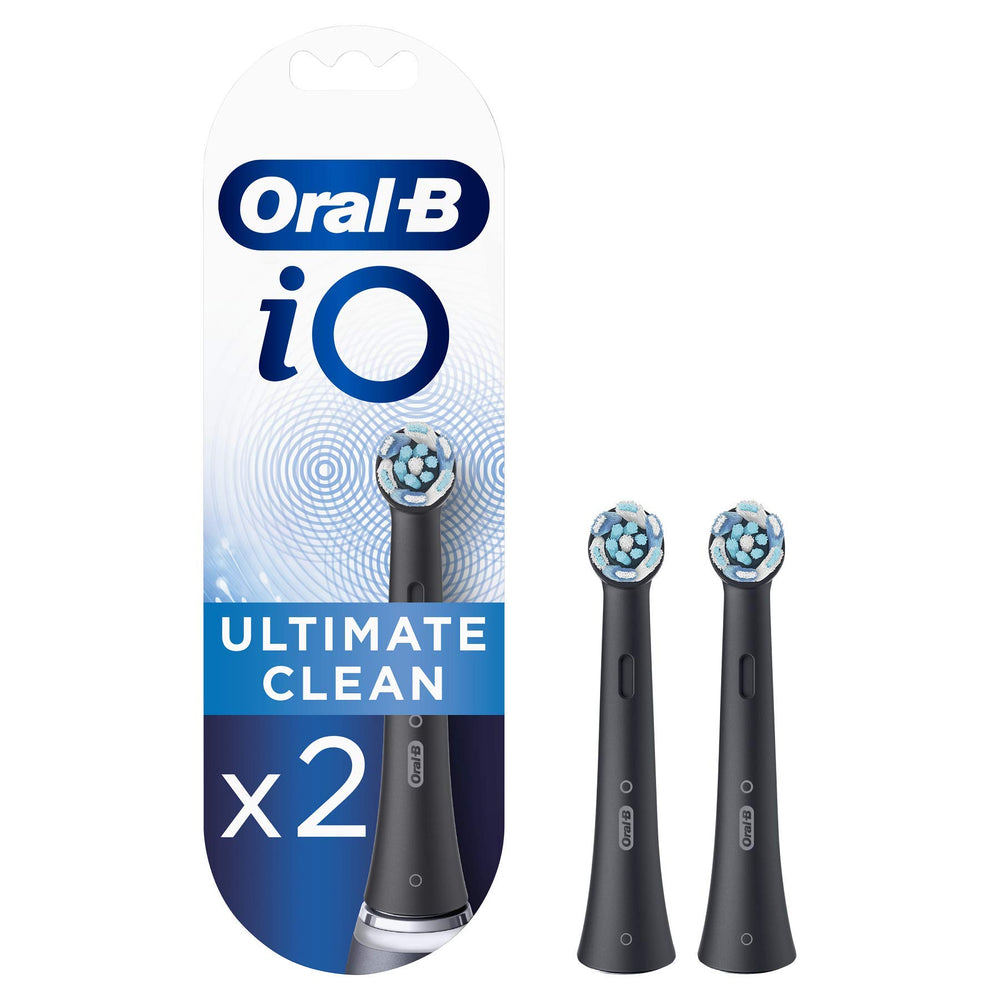 Oral-B cabezales Ultimate Clean frontal pack mostrando dos unidades y limpieza eficaz