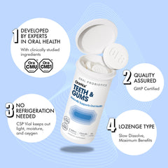 Close-up of OraTicx grape lozenge showing dissolvable texture for on-the-go use.