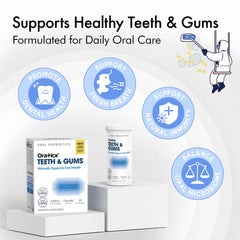 OraTicx grape-flavor lozenges packaging highlighting daily probiotic use.