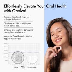 Label highlighting oraCMU and oraCMS1 strains in OraTicx formula for oral support.
