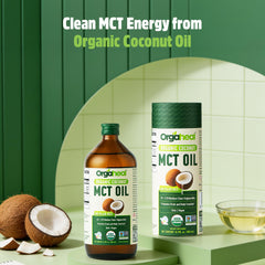Cuchara con Orgaheal MCT Oil en uso, facilita energía rápida