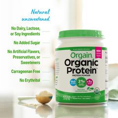 Detalle de la etiqueta Orgain con certificación USDA Organic visible