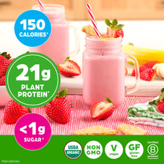 Orgain polvo mezclado en avena para desayuno alto en proteína