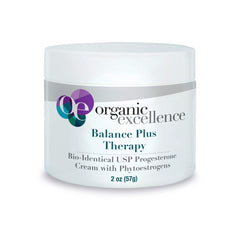 Organic Excellence Balance Plus Therapy frente del frasco mostrando diseño y dosificador práctico