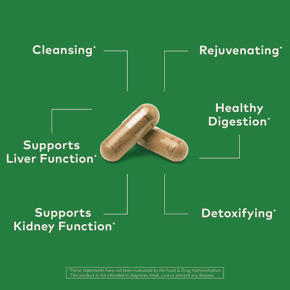 Organic India liver kidney capsules closeup showing texture and dosage cues.