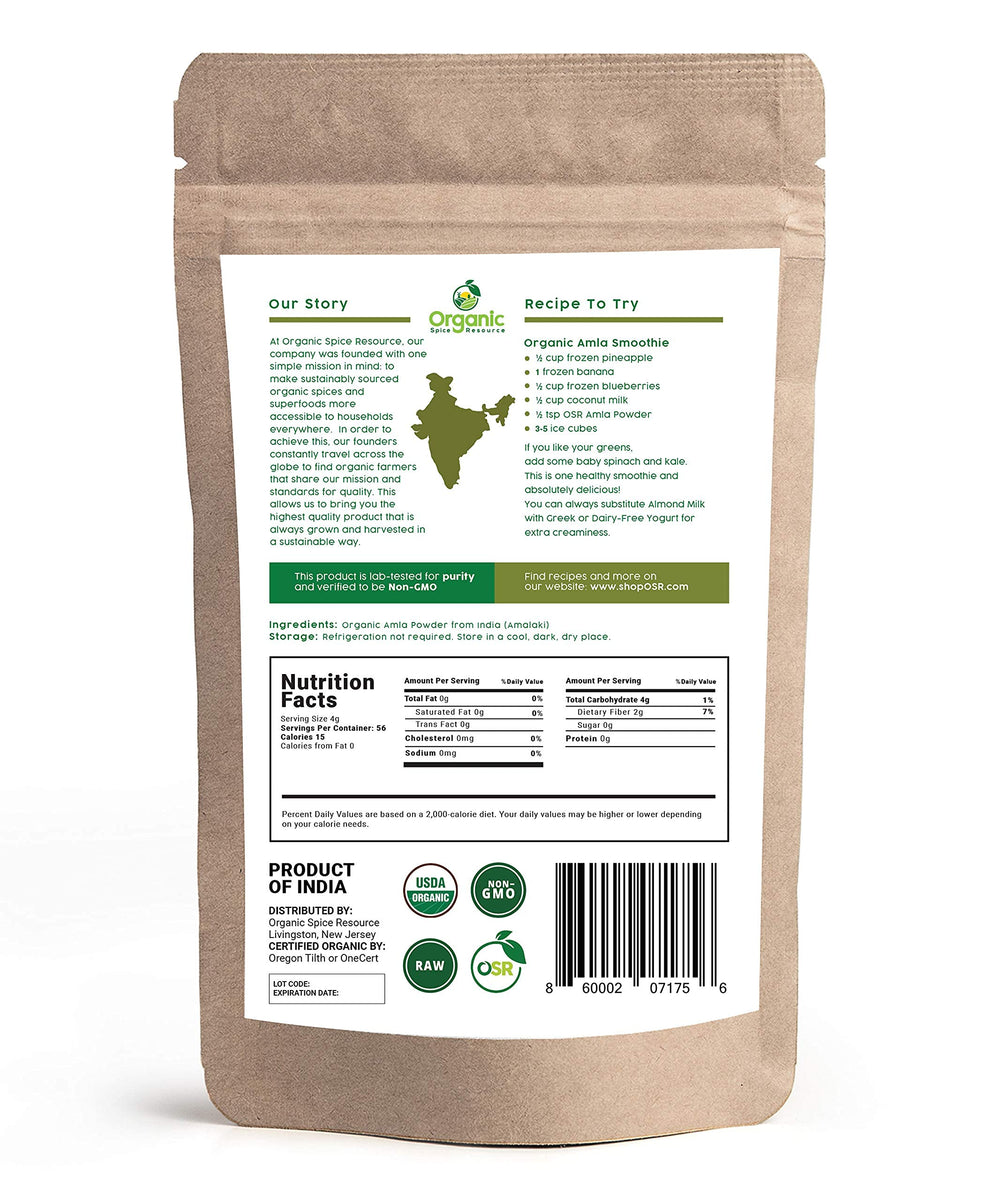 Organic Spice Resource polvo amla textura ultra fina listo para mezclar fácil