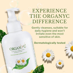 Organyc gel íntimo en baño, ambiente relajado y natural