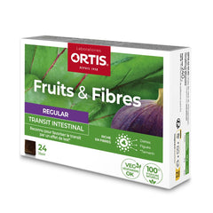 Ortis Frutas y Fibras Regular 24 cubos envase, merienda práctica para la rutina diaria.