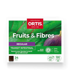 Ortis Frutas y Fibras Regular 24 cubos, textura suave para masticar.