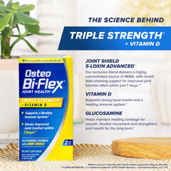 Osteo Bi-Flex botella abierta con tabletas resaltando cantidad y conservación