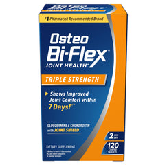 Osteo Bi-Flex frente del envase mostrando el frasco y beneficios visibles