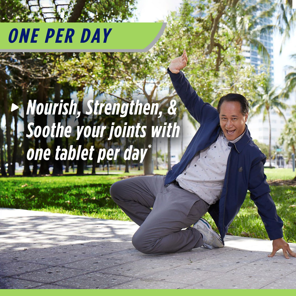 Osteo Bi-Flex bottle label close-up highlighting Vitamin D and glucosamine.