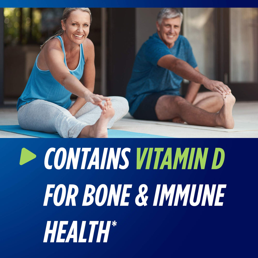 Osteo Bi-Flex Vitamin D boost visual emphasizing bone health support.