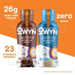 OWYN etiqueta con ingredientes que destaca proteína vegetal y limpieza