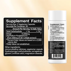 OxyEnergy Shilajit con ácido fúlvico y nutrientes.