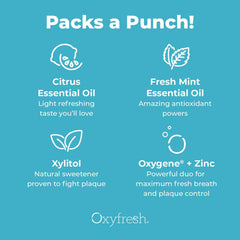 Oxyfresh mano aplicando pasta al cepillo demostrando fácil dispensado