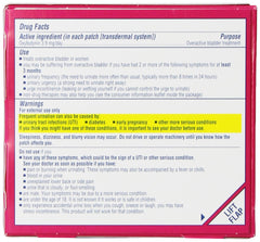 Oxytrol for Women parche en primer plano, detalle del adhesivo para aplicación cómoda