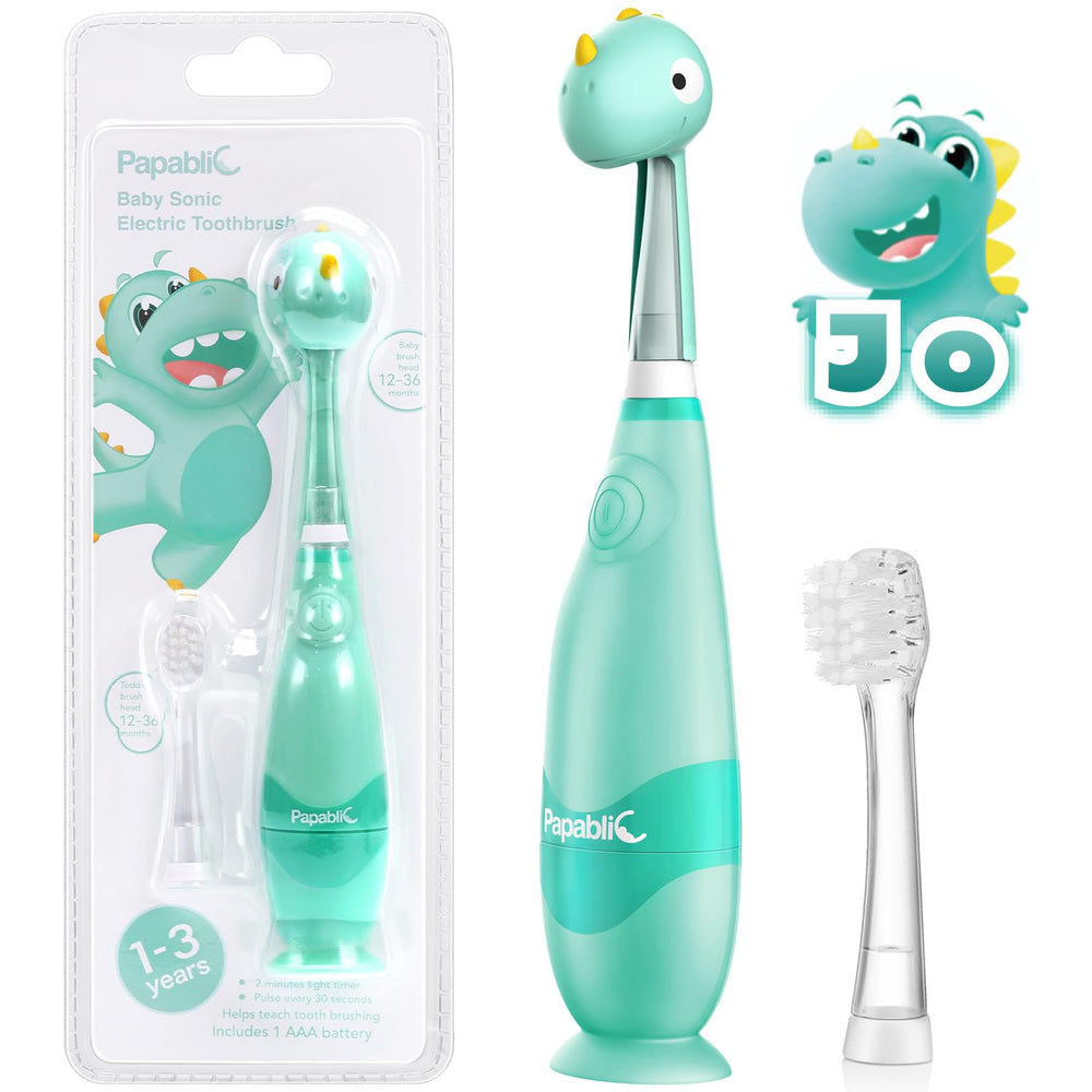 Papablic Jo vista frontal del cepillo Dino muestra diseño atractivo y diversión