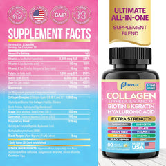 Parrox cápsulas de colágeno hidrolizado, fórmula 14 en 1 para belleza diaria.