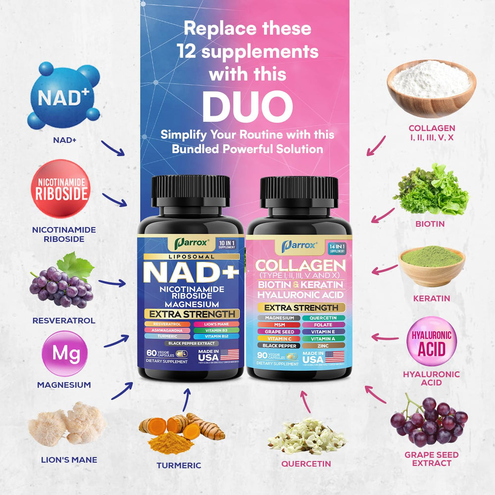 Parrox Conjunto Juventud Eterna: resveratrol y melena de león visual, posible enfoque diario