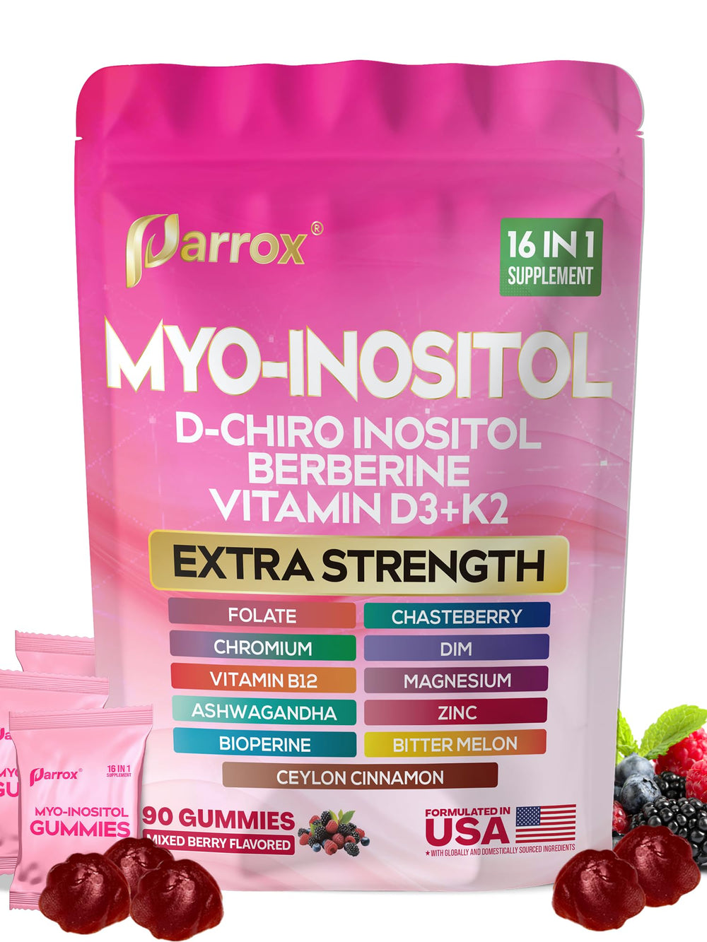 Parrox gominolas de Myo-Inositol: botella vertida para uso diario cómodo