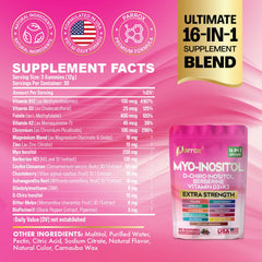 Etiqueta de Parrox con listado de 16 ingredientes resaltando mezclas clave para equilibrio hormonal