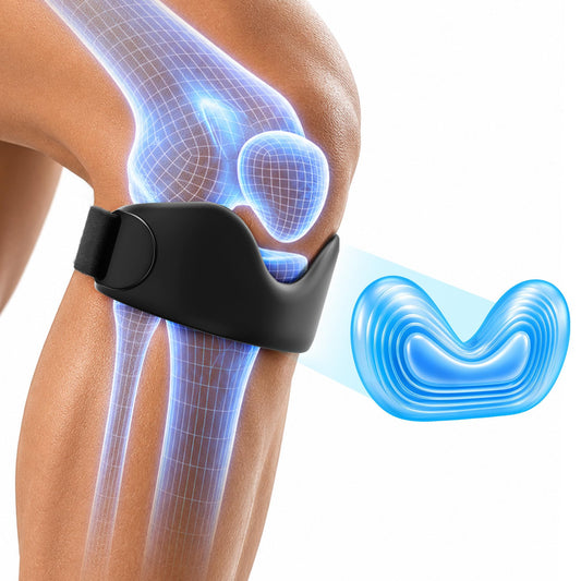 Patella Stryde pack frontal mostrando ambas bandas y diseño ergonómico para estabilidad