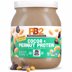 PB2 envase frontal con cacao, muestra aspecto apetitoso y confianza de marca
