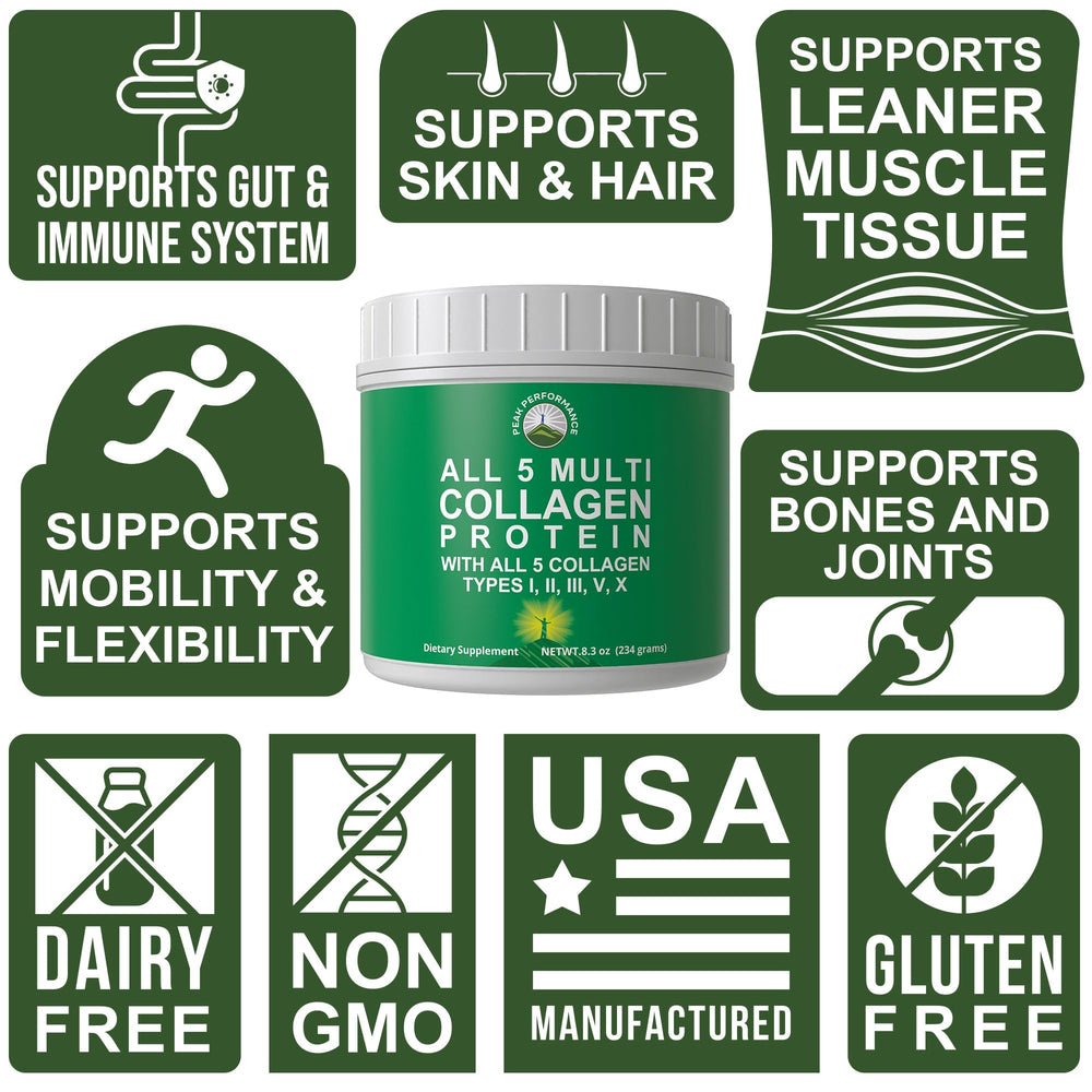 Close-up of hydrolyzed bovine collagen peptides in Peak Performance All 5