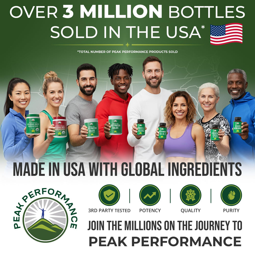 Marine collagen depiction supporting skin and joints in Peak Performance All 5