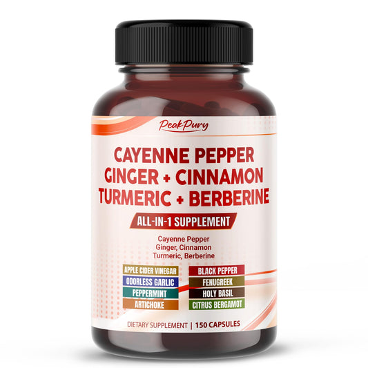 PEAKPURY cayenne-ginger-turmeric-berberine bottle illustrating digestion support blend