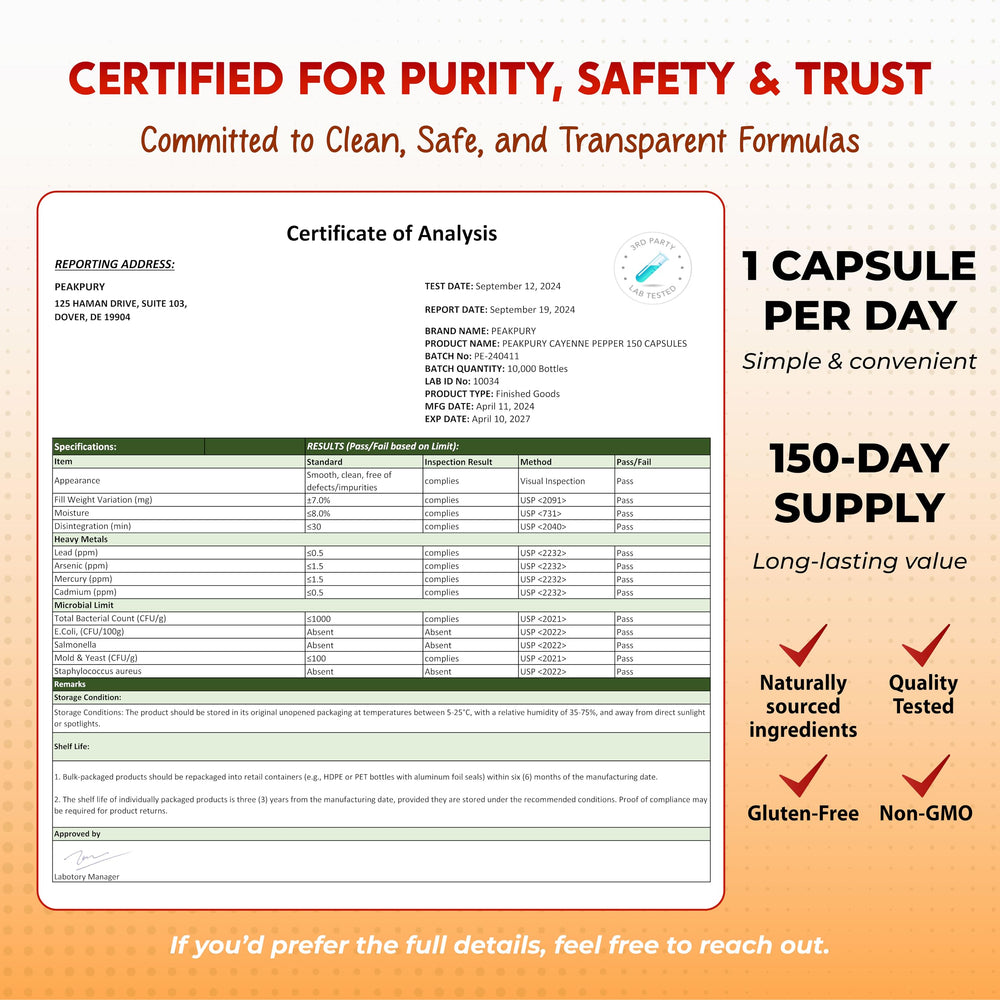 PEAKPURY vegan non-GMO gluten-free seal on bottle