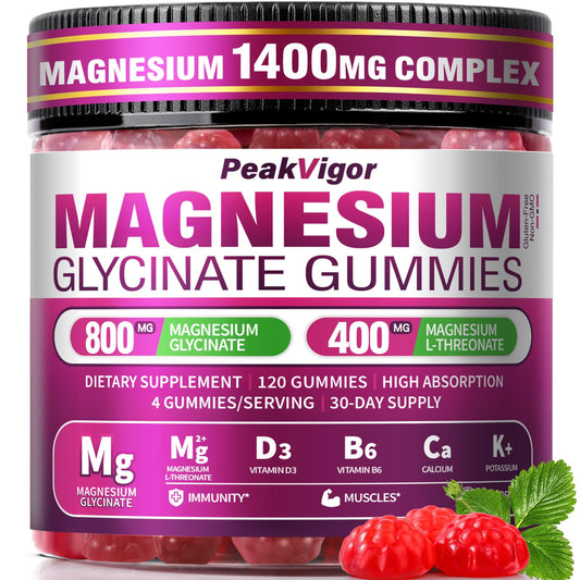 PeakVigor five-in-one magnesium gummies bottle front for daily supplement routine
