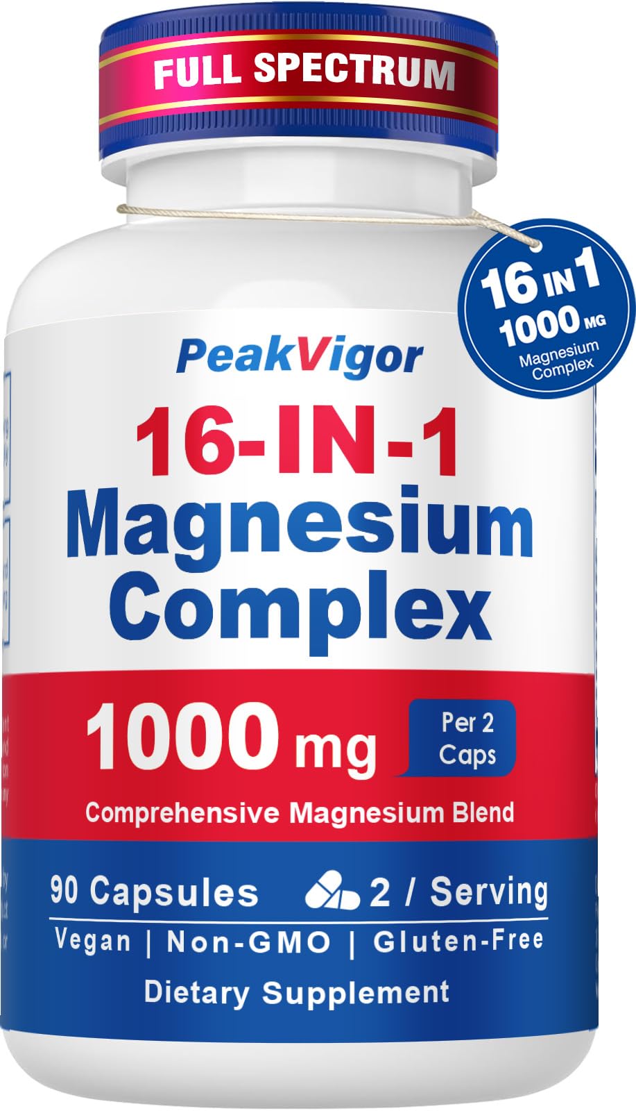 PeakVigor envase frontal del complejo 16 en 1, fácil identificación y confianza