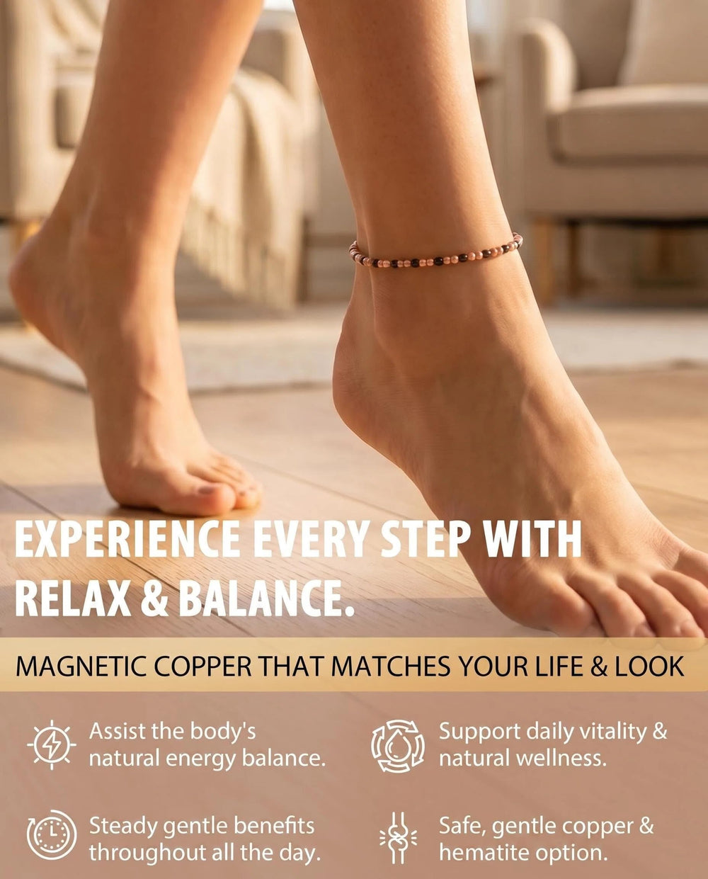 PEALICIOUS primer plano de cuentas de hematita y cobre, contraste estético