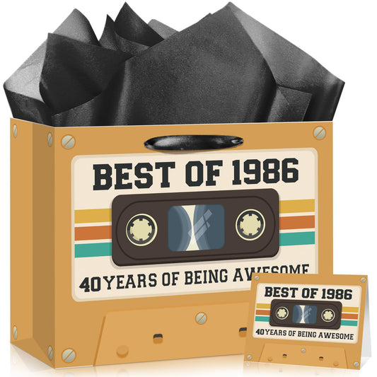 Peconal bolsa de regalo frontal con diseño cassette 1986 que aporta nostalgia
