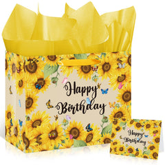 Peconal bolsa frente girasol mostrando diseño alegre y lista para regalo