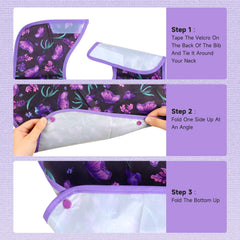Pedobi babero en uso durante la comida para mayor higiene