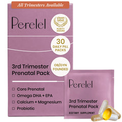 Perelel empaque frontal del pack prenatal mostrando conveniencia diaria