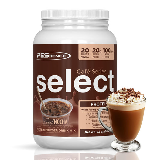 PEScience Select Cafe en bote con etiqueta visible para verificar la calidad