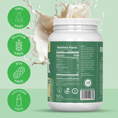 PEScience envase comparado con una botella para escala, tamaño y porciones claras