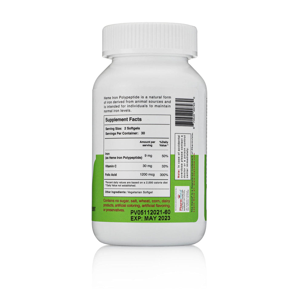 Pharmvista TheHeme close-up de softgel destacando textura fácil de tragar
