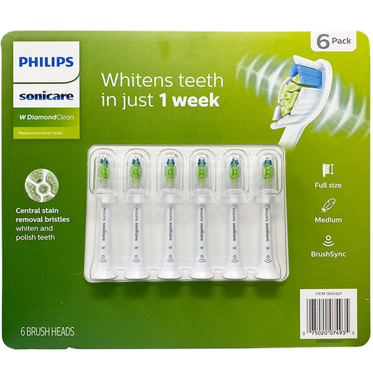 PHILIPS paquete frontal muestra 6 cabezales para limpieza superior