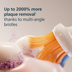 Philips Sonicare cabezal en uso mostrando acceso a muelas y espacios difíciles