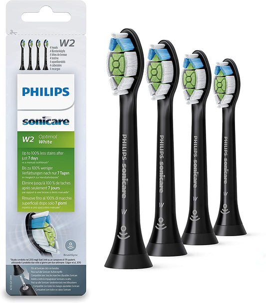 PHILIPS Sonicare cabezal Optimal Black frontal mostrando el perfil, mejora estética