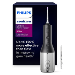 Philips Sonicare flosser 3000 vista frontal, diseño compacto para manejo cómodo