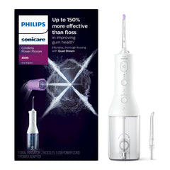 Philips Sonicare vista frontal del irrigador, control sencillo y diseño portátil